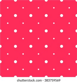 Bright Pink Seamless Pattern with White Polka Dots Different Sizes