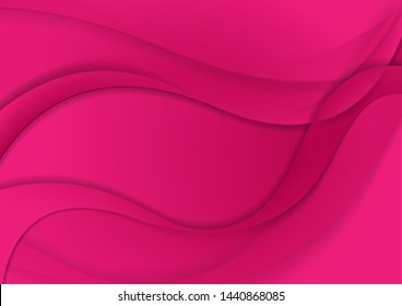 Fundo abstrato de ondas suave e suave rosa brilhante. Ilustração vetorial
