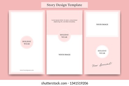 Bright Pink Social Media Instagram Story Design Template Set For Fashion, Cosmetic, Event, Or Promotion With Square Photo Frame