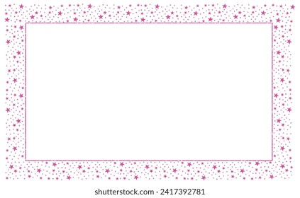 Bright Pink square or rectangular frame with pink Sparkle Glitter Stars clipart icon Vector 9