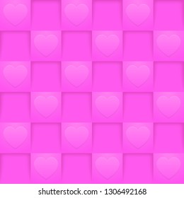 Bright pink squares seamless pattern. Romantic wallpaper. Valentine's Day or wedding backdrop template. 
