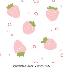 Bright pink strawberry simple seamless pattern