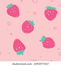 Bright pink strawberry simple seamless pattern