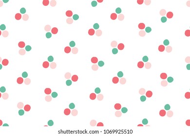 Bright pink, teal and white simple repeatable confetti dot pattern