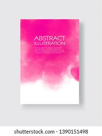 Bright pink textures, abstract hand painted watercolor banner, greeting card or invitation templates, vector illustration.