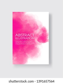 Bright pink textures, abstract hand painted watercolor banner, greeting card or invitation templates, vector illustration.