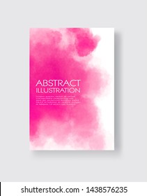 Bright pink textures, abstract hand painted watercolor banner, greeting card or invitation templates, vector illustration.