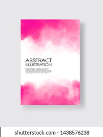 Bright pink textures, abstract hand painted watercolor banner, greeting card or invitation templates, vector illustration.