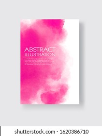 Bright pink textures, abstract hand painted watercolor banner, greeting card or invitation templates, vector illustration.