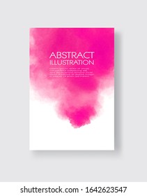 Bright pink textures, abstract hand painted watercolor banner, greeting card or invitation templates, vector illustration.