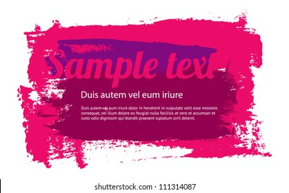 Bright pink vector painted grungy banner / badge / background