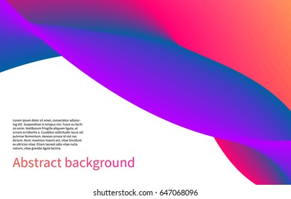 Bright pink and violet horizontal banner with smooth flowing colors, 3D effect. Abstract futuristic background. Vector illustration