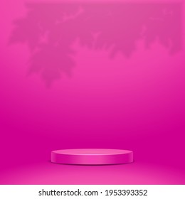 Bright Pink Violet Podium 3d Rendering Background Vector Illustration

