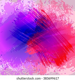 Bright pink and violet rough watercolor-like background with place for your text. Vector illustration for your graphic design. Vector illustration for your graphic design.