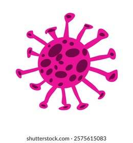 Bright pink virus icon illustration with a vibrant design, showcasing a detailed microorganism shape. Ideal for health, science, or pandemic visuals