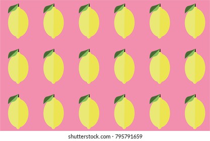 Bright pink wallpaper with lemons