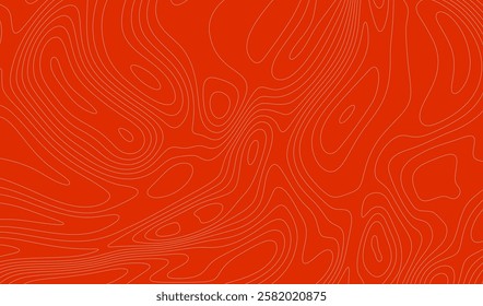 Bright pink wave line pattern isolated on a red background. Trendy stylized topographic horizontal backdrop with waves.  Abstract salmon fish fillet texture. Vector illustration