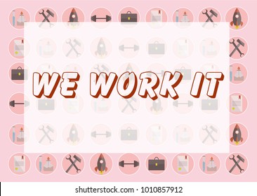 Bright pink We Work It card for International women's day