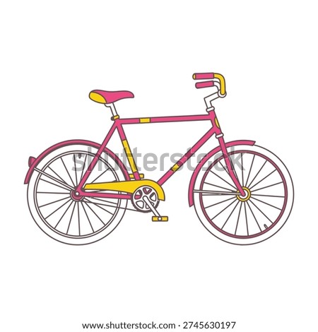 Bright pink and yellow classic cruiser bike showcasing retro design