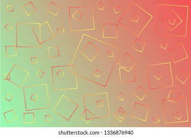 Bright pink-green vector illustration, which consists of 
squares of different sizes. Gradient design for your products: advertising, banners, posters, videos, etc... Creative geometric background.