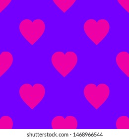 Bright pink-purple seamless pattern with hearts Vector illustration