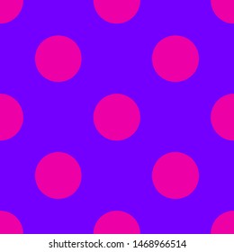 Bright pink-purple seamless pattern with polka dots, circles. Vector illustration