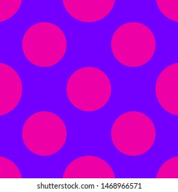Bright pink-purple seamless pattern with polka dots, circles. Vector illustration