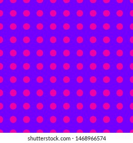Bright pink-purple seamless pattern with polka dots, circles. Vector illustration
