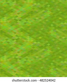 Bright pixelated green grass in isometric view, seamless pattern