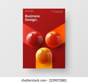 Bright placard design vector illustration. Colorful realistic spheres corporate identity layout.