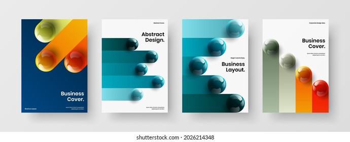 Bright placard vector design concept collection. Isolated realistic balls corporate cover layout set.