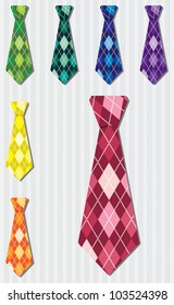 Bright plaid silk tie stickers in vector format.