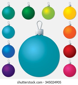 Bright plain Christmas bauble set in vector format.