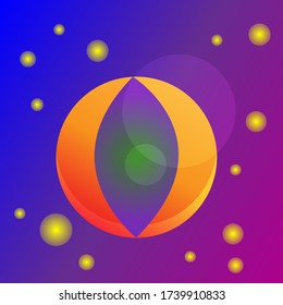 planeta brillante sobre el fondo de brillantes estrellas amarillas y el cielo nocturno en fondo de pared de espacio abierto para diseñar un concepto alienígena