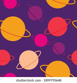 bright planets. child's drawing of space. flat vector pattern on space theme. universe with planets 