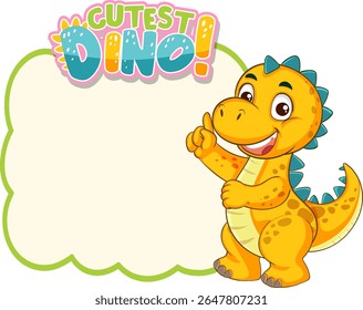 Bright, playful dinosaur illustration with a blank space for text. Vibrant colors and friendly expression enhance its appeal