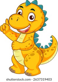 Bright, playful dinosaur illustration with vibrant colors and friendly expression. Ideal for children's media and educational materials
