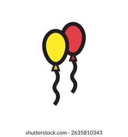 Bright and playful icon of two balloons, great for party themes, festival banners, or birthday graphics.