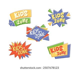 Bright And Playful Kids Zone Logo Designs Featuring Fun Colors And Creative Shapes. Perfect For Children Play Areas