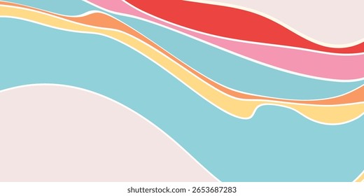 Bright and playful multicolor wave background in soft, cheerful tones. Ideal for children’s content, books, websites, and party invitations.