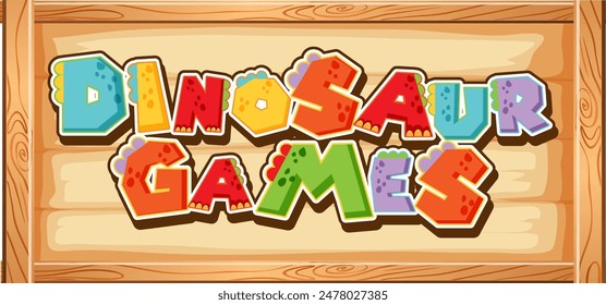 Bright, playful sign for dinosaur-themed games