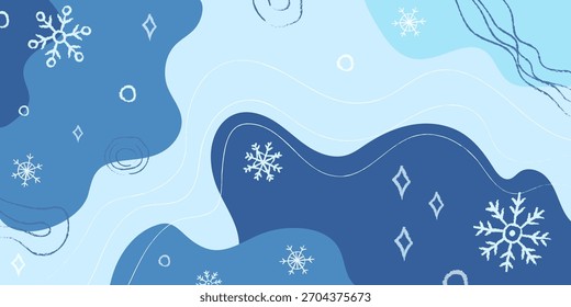Bright and playful snowflake patterns creating a cheerful winter atmosphere with cool blue tones