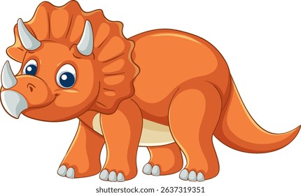 Bright, playful triceratops illustration in vector style with vibrant colors and smooth lines, ideal for children's media