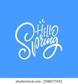 Bright and playful typography that joyfully celebrates the beautiful arrival of spring in a cheerful blue design