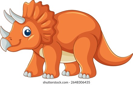 Bright, playful vector illustration of a smiling triceratops. Features vibrant colors and a friendly, cartoon style