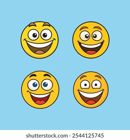 Bright and playful yellow emoticon vector artwork, perfect for adding amusement and energy to digital designs, social media, and micro stock collections.