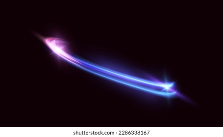 Una columna luminosa de rayos luminosos girando en un movimiento rápido de espiral. Giro azul claro. Curva de efecto claro de línea azul-dorada. Vector