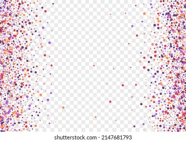 Bright Polka Background Transparent Vector. Circle Wallpaper Card. Multicolored Fete. Colorful Confetti Holiday. Dot Carnaval Texture.