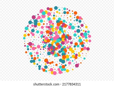 Bright Polka Decoration Vector Transparent Background. Carnaval Dot Banner. Independence Confetti Invitation. Multicolored Dust Carnival Pattern.