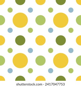 Punto de polka brillante sobre fondo blanco, patrón sin foco, vector, diseño de tela, papel tapiz